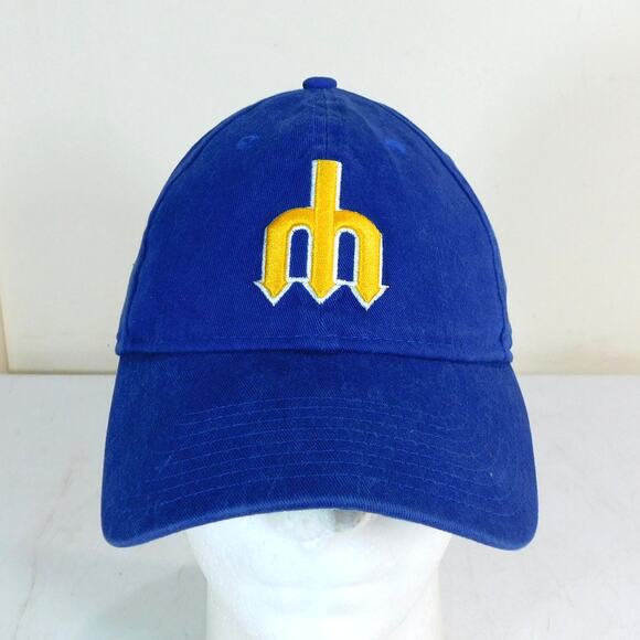 New Era Seattle Mariners Trident Logo Strapback Hat Blue 9Twenty Adjustable MLB - Picture 1 of 7